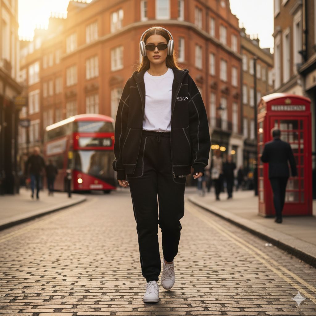 BRITBUNT Stitched Boxy Fleece Zip Hoodie