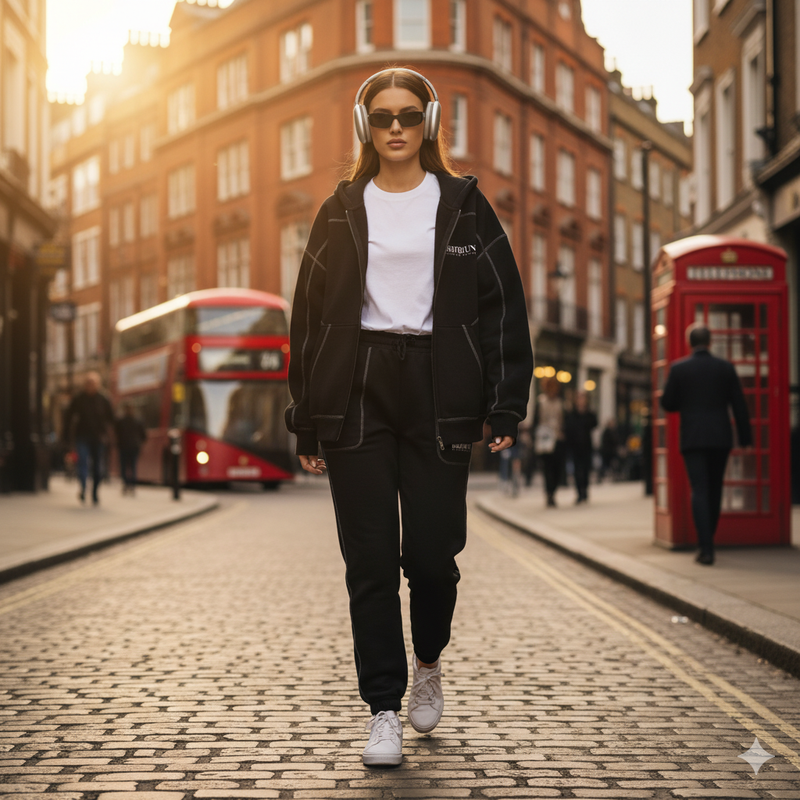 BRITBUNT Stitched Boxy Fleece Zip Hoodie