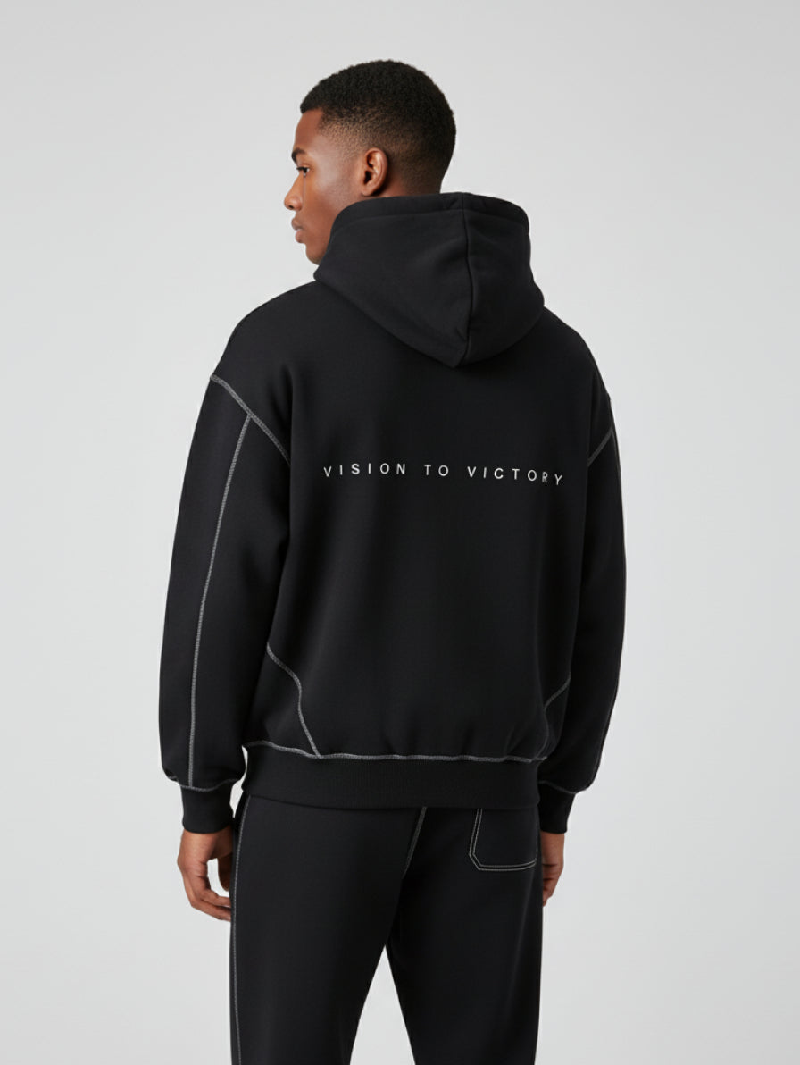 BRITBUNT Stitched Boxy Fleece Zip Hoodie