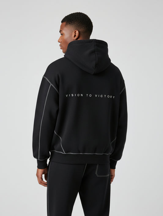 BRITBUNT Stitched Boxy Fleece Zip Hoodie