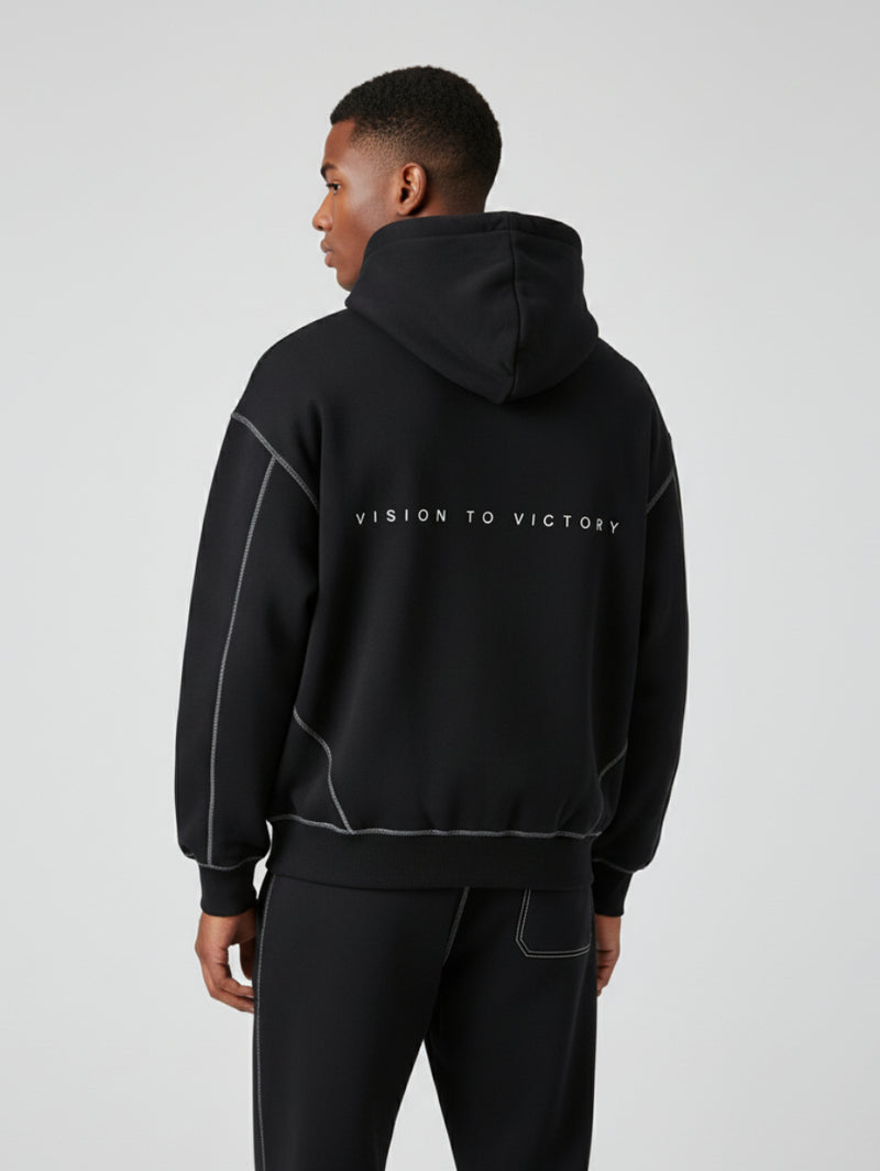 BRITBUNT Stitched Boxy Fleece Zip Hoodie