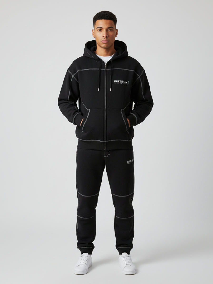 BRITBUNT Stitched Boxy Fleece Zip Hoodie