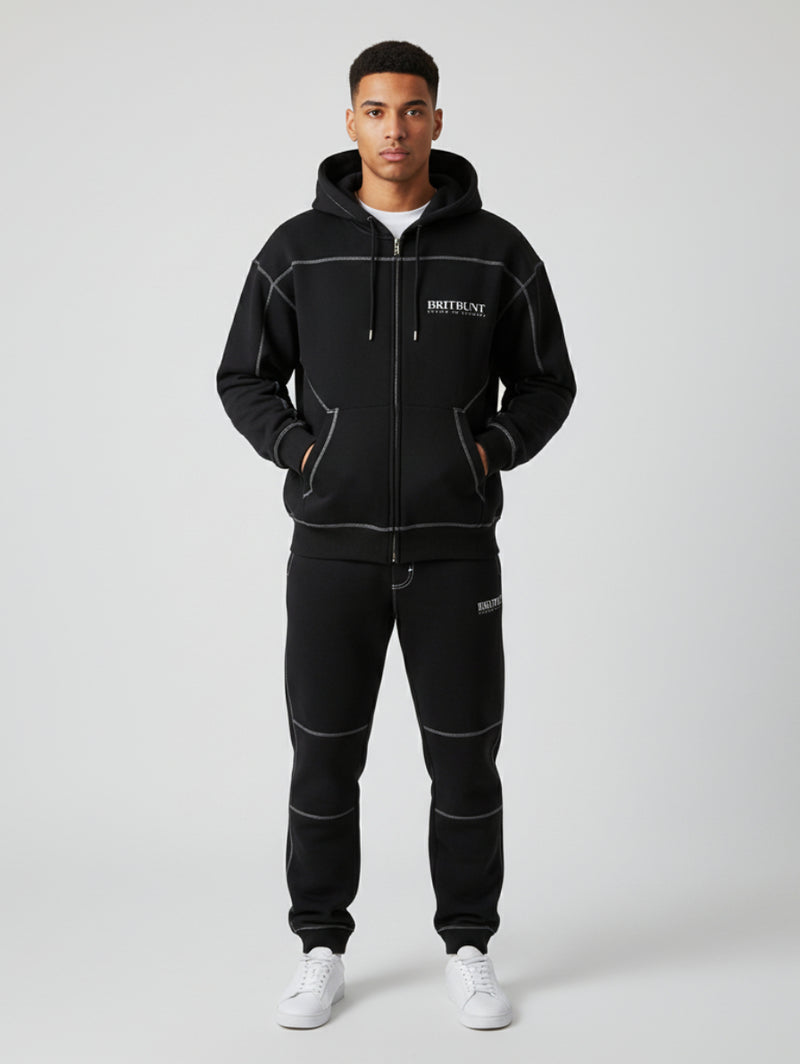 BRITBUNT Stitched Boxy Fleece Zip Hoodie