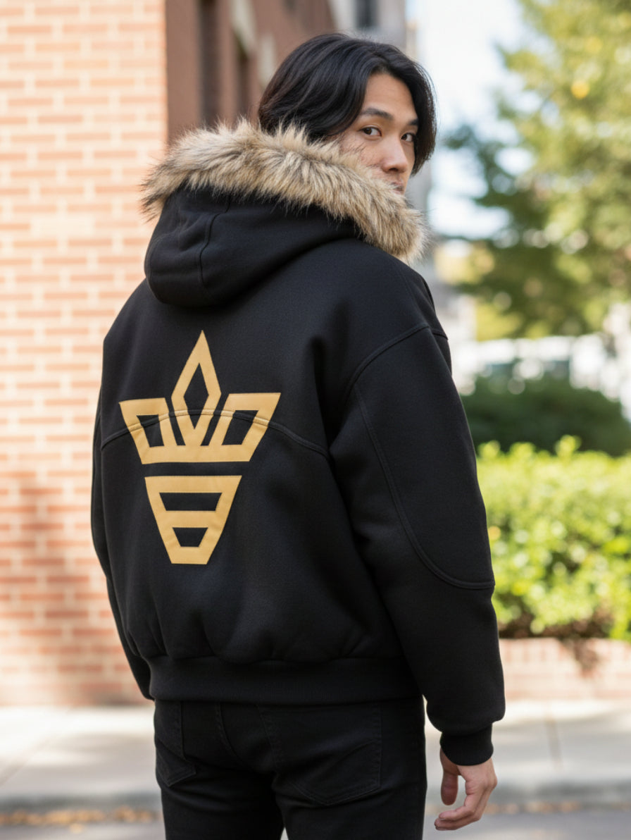 BRITBUNT Sun Fade Boxy Hoodie – Detachable Fur