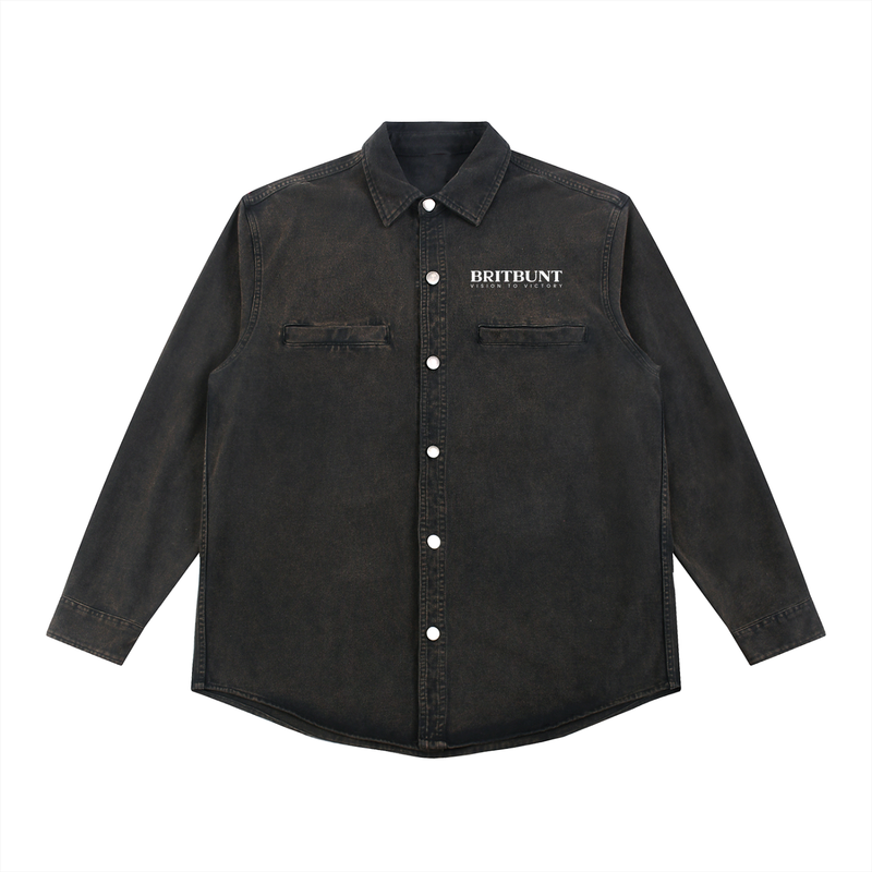 BRITBUNT Vintage Washed Denim Jacket – Heavyweight Unisex